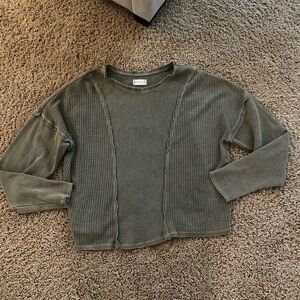 Altar'd State Textured Olive Sweatshirt